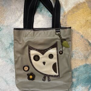 Chala Tan and Brown Owl Tote Bag